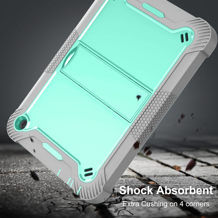 Silicone + PC Holder Shockproof Tablet Case For Amazon Kindle Fire HD 8 2022 / 2020 / HD 8 Plus 2020(Mint Green+Grey)