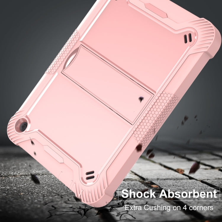 Silicone + PC Holder Shockproof Tablet Case For Amazon Kindle Fire HD 8 2022 / 2020 / HD 8 Plus 2020(Rose Gold)