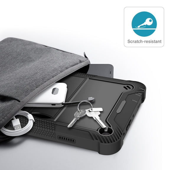 Silicone + PC Holder Shockproof Tablet Case For Amazon Kindle Fire HD 8 2022 / 2020 / HD 8 Plus 2020(Black)