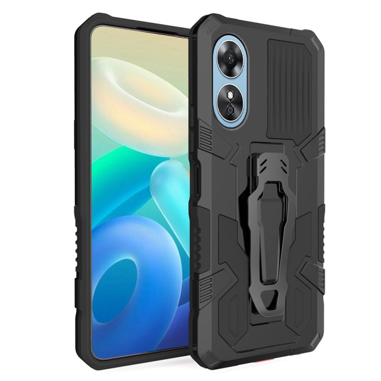 For OPPO A17 Armor Warrior Shockproof PC + TPU Phone Case(Black)