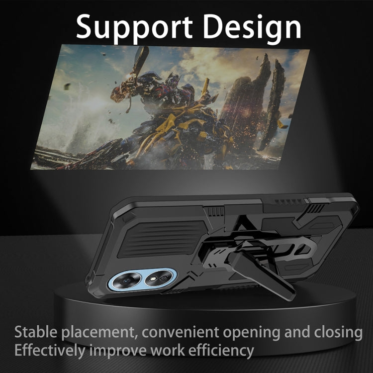 For OPPO A17 Armor Warrior Shockproof PC + TPU Phone Case(Black)