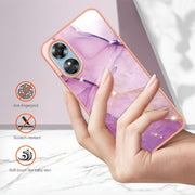 For OPPO A17 Electroplating Marble Dual-side IMD Phone Case(Purple 001)