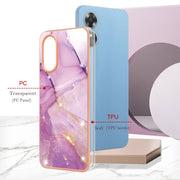 For OPPO A17 Electroplating Marble Dual-side IMD Phone Case(Purple 001)