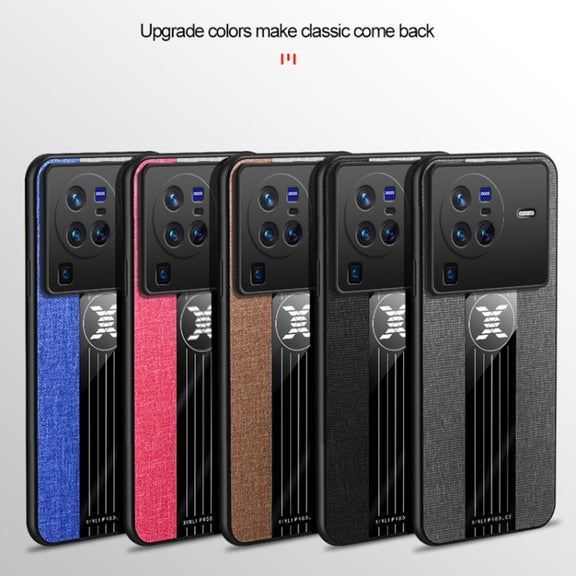 For vivo X80 Pro XINLI Stitching Cloth Textue TPU Phone Case with Ring Holder(Red)