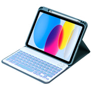 For iPad 10th Gen 10.9 2022 SA-10DS Backlight Bluetooth Keyboard Leather Tablet Case with Pen Slot(Light Blue)
