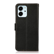 For Honor 80 SE KHAZNEH Side-Magnetic Litchi Genuine Leather RFID Phone Case(Black)