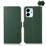For Honor 80 SE KHAZNEH Side-Magnetic Litchi Genuine Leather RFID Phone Case(Green)