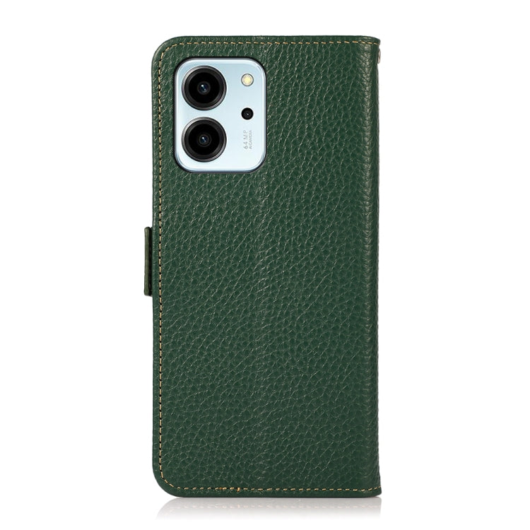 For Honor 80 SE KHAZNEH Side-Magnetic Litchi Genuine Leather RFID Phone Case(Green)