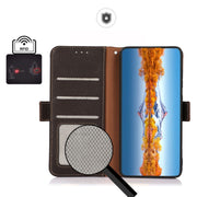 For Honor 80 SE KHAZNEH Side-Magnetic Litchi Genuine Leather RFID Phone Case(Brown)