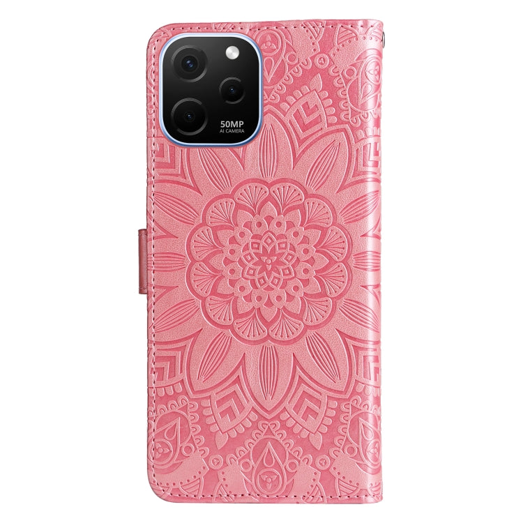For Huawei nova Y61 Embossed Sunflower Leather Phone Case(Rose Gold)