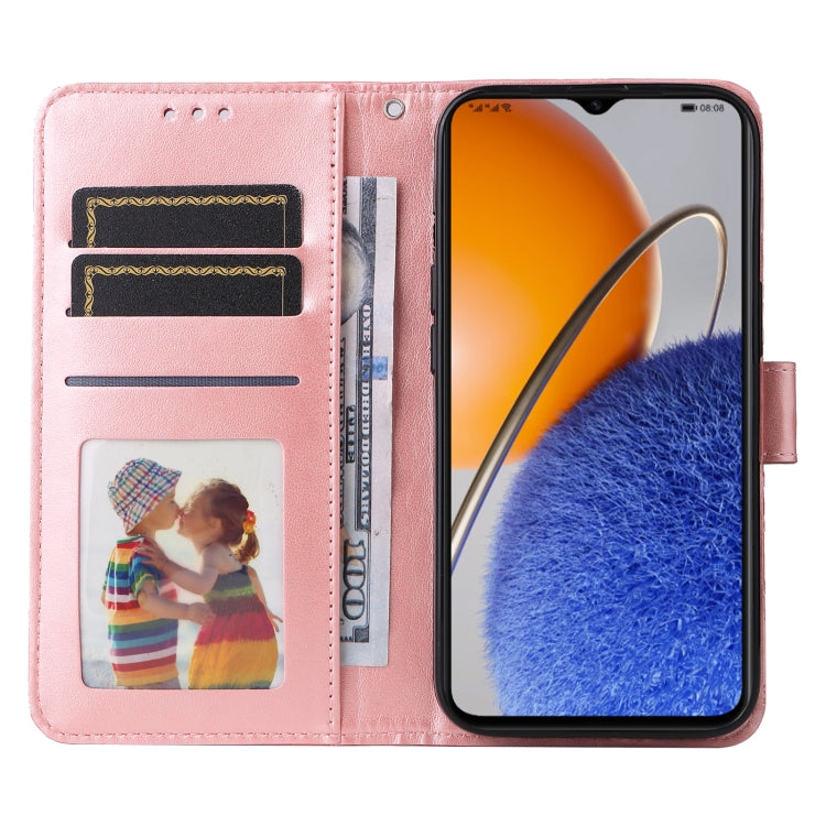 For Huawei nova Y61 Embossed Sunflower Leather Phone Case(Rose Gold)