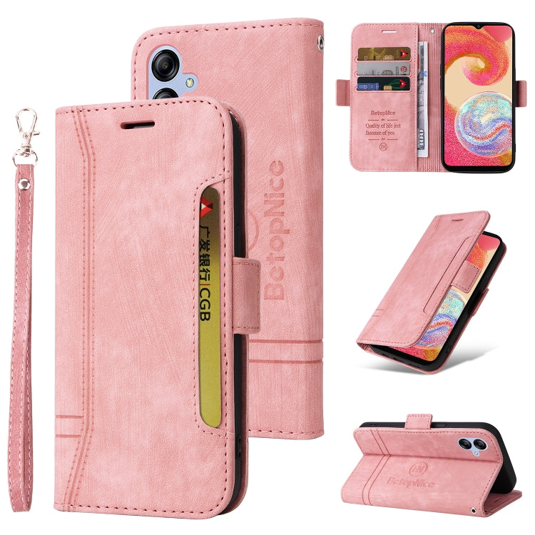 For Samsung Galaxy A04e BETOPNICE Dual-side Buckle Leather Phone Case(Pink)