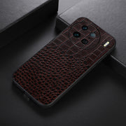 For vivo X90 Pro Crocodile Texture Genuine Leather Phone Case(Coffee)