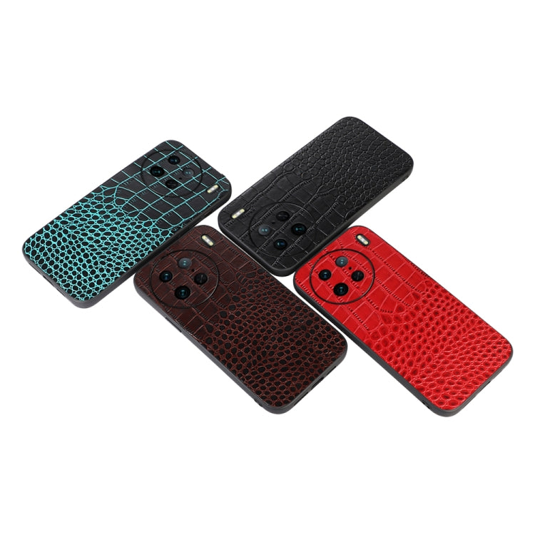For vivo X90 Pro Crocodile Texture Genuine Leather Phone Case(Coffee)