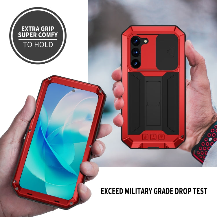 For Samsung Galaxy S23 5G R-JUST Sliding Camera Design Life Water-resistant Dustproof Shockproof Phone Case(Red)