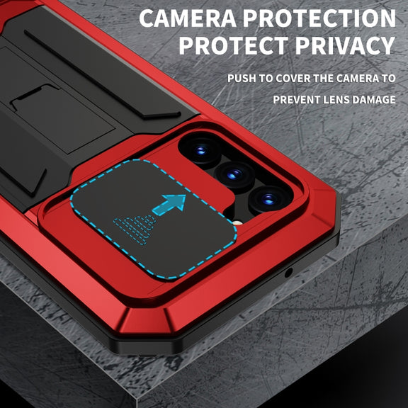 For Samsung Galaxy S23 5G R-JUST Sliding Camera Design Life Water-resistant Dustproof Shockproof Phone Case(Red)
