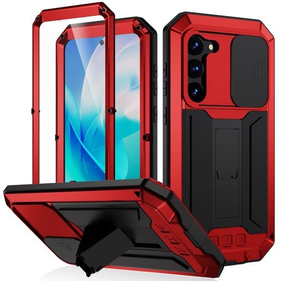 For Samsung Galaxy S23 5G R-JUST Sliding Camera Design Life Water-resistant Dustproof Shockproof Phone Case(Red)