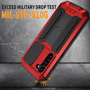 For Samsung Galaxy S23 5G R-JUST Sliding Camera Design Life Water-resistant Dustproof Shockproof Phone Case(Red)