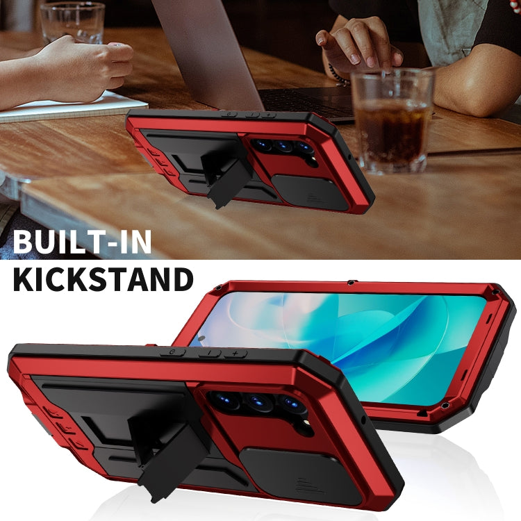 For Samsung Galaxy S23 5G R-JUST Sliding Camera Design Life Water-resistant Dustproof Shockproof Phone Case(Red)