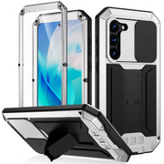 For Samsung Galaxy S23 5G R-JUST Sliding Camera Design Life Water-resistant Dustproof Shockproof Phone Case(Silver)