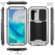 For Samsung Galaxy S23 5G R-JUST Sliding Camera Design Life Water-resistant Dustproof Shockproof Phone Case(Silver)