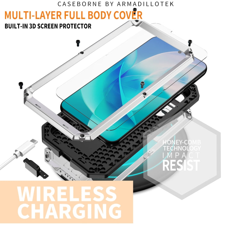 For Samsung Galaxy S23 5G R-JUST Sliding Camera Design Life Water-resistant Dustproof Shockproof Phone Case(Silver)
