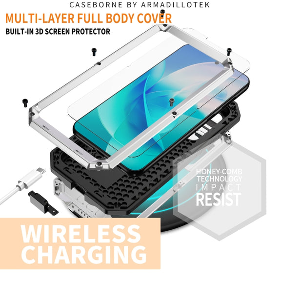 For Samsung Galaxy S23 5G R-JUST Sliding Camera Design Life Water-resistant Dustproof Shockproof Phone Case(Silver)