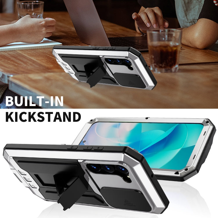 For Samsung Galaxy S23 5G R-JUST Sliding Camera Design Life Water-resistant Dustproof Shockproof Phone Case(Silver)