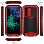 For Samsung Galaxy S23+ 5G R-JUST Sliding Camera Design Life Water-resistant Dustproof Shockproof Phone Case(Red)