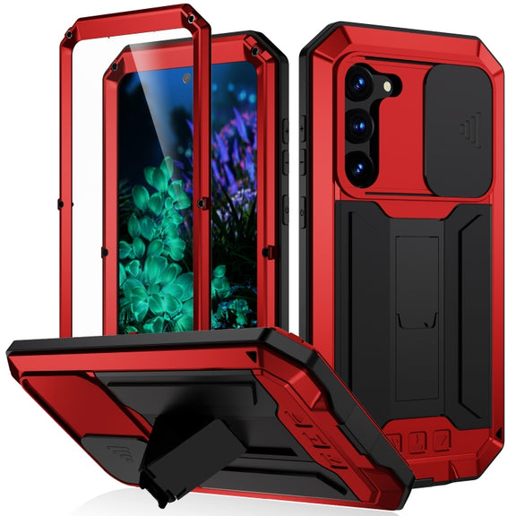 For Samsung Galaxy S23+ 5G R-JUST Sliding Camera Design Life Water-resistant Dustproof Shockproof Phone Case(Red)