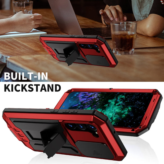 For Samsung Galaxy S23+ 5G R-JUST Sliding Camera Design Life Water-resistant Dustproof Shockproof Phone Case(Red)