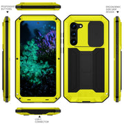 For Samsung Galaxy S23+ 5G R-JUST Sliding Camera Design Life Water-resistant Dustproof Shockproof Phone Case(Yellow)