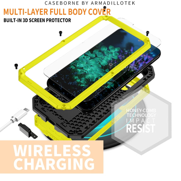 For Samsung Galaxy S23+ 5G R-JUST Sliding Camera Design Life Water-resistant Dustproof Shockproof Phone Case(Yellow)