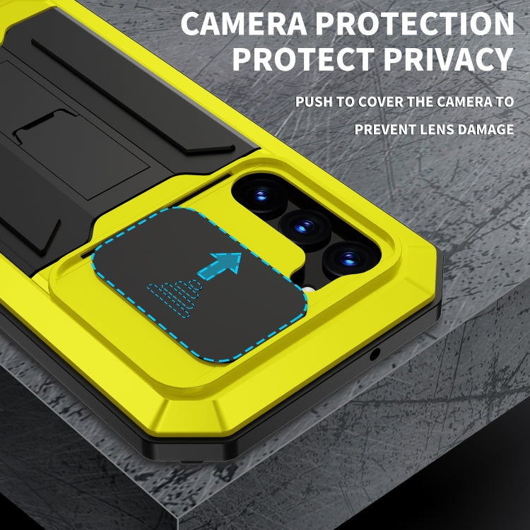 For Samsung Galaxy S23+ 5G R-JUST Sliding Camera Design Life Water-resistant Dustproof Shockproof Phone Case(Yellow)