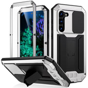 For Samsung Galaxy S23+ 5G R-JUST Sliding Camera Design Life Water-resistant Dustproof Shockproof Phone Case(Silver)