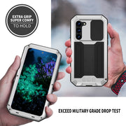 For Samsung Galaxy S23+ 5G R-JUST Sliding Camera Design Life Water-resistant Dustproof Shockproof Phone Case(Silver)
