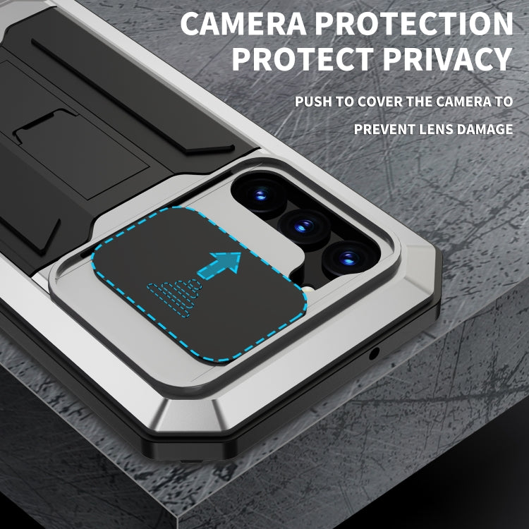 For Samsung Galaxy S23+ 5G R-JUST Sliding Camera Design Life Water-resistant Dustproof Shockproof Phone Case(Silver)
