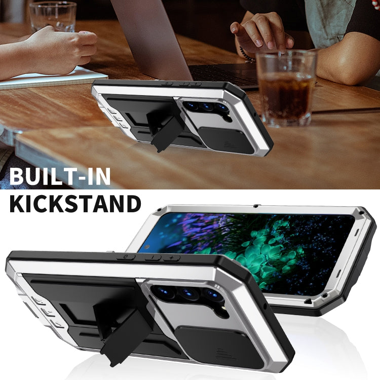 For Samsung Galaxy S23+ 5G R-JUST Sliding Camera Design Life Water-resistant Dustproof Shockproof Phone Case(Silver)