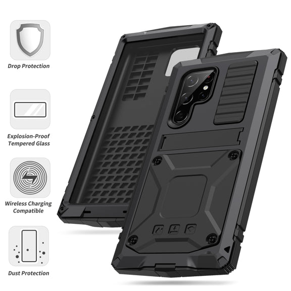 For Samsung Galaxy S23 Ultra 5G R-JUST Life Water-resistant Dustproof Shockproof Phone Case(Black)