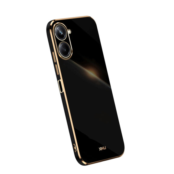For Realme 10 4G XINLI Straight Edge 6D Electroplate TPU Phone Case(Black)