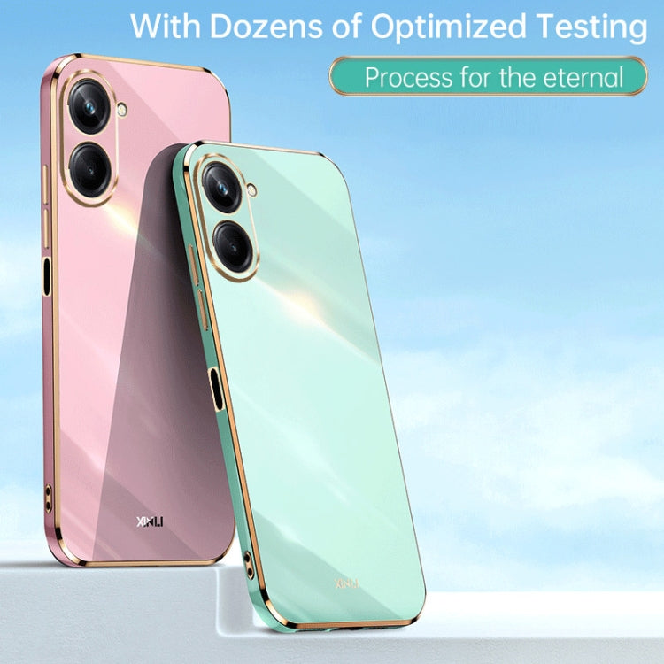 For Realme 10 4G XINLI Straight Edge 6D Electroplate TPU Phone Case(Black)
