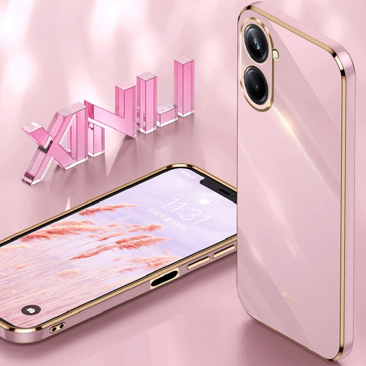 For Realme 10 4G XINLI Straight Edge 6D Electroplate TPU Phone Case(Black)