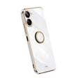 For Realme 10 4G XINLI Straight Edge Electroplate TPU Phone Case with Ring(White) - Realme Cases by XINLI | Online Shopping South Africa | PMC TechLife | Buy Now Pay Later Mobicred
