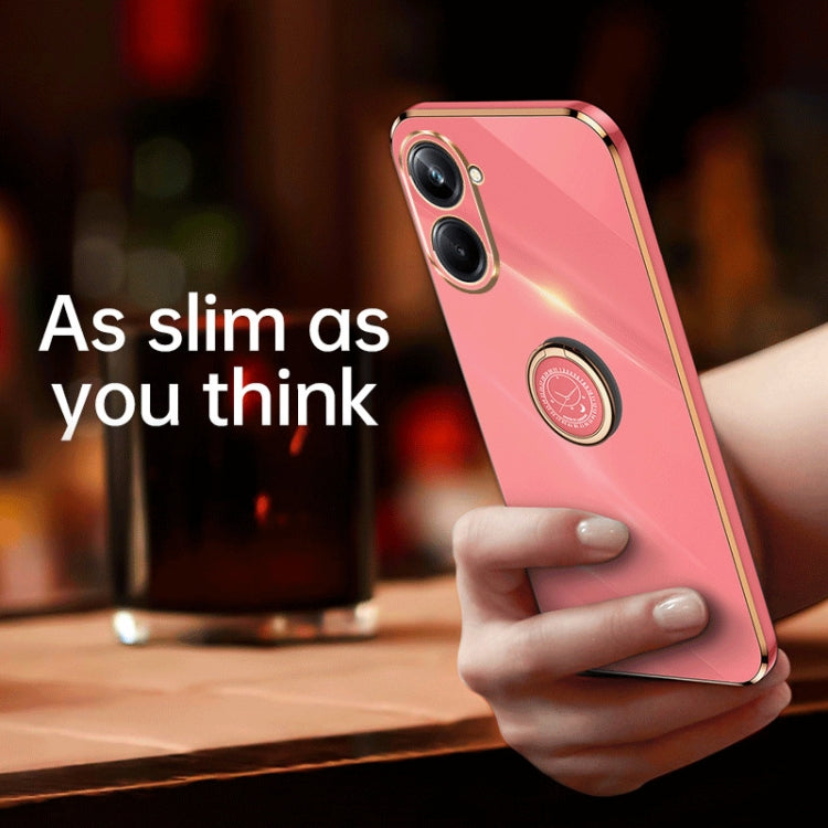 For Realme 10 4G XINLI Straight Edge Electroplate TPU Phone Case with Ring(White)