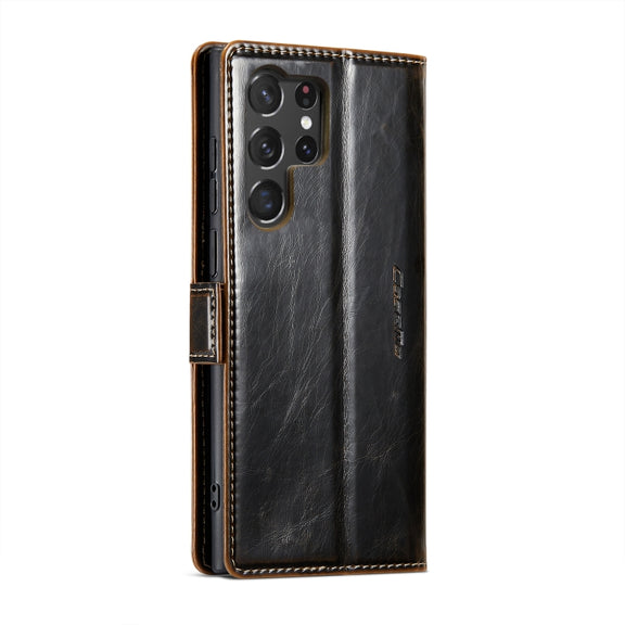 For Samsung Galaxy S23 Ultra 5G CaseMe 003 Crazy Horse Texture Leather Phone Case(Coffee)