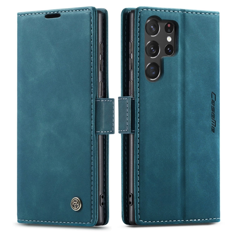 For Samsung Galaxy S23 Ultra 5G CaseMe 013 Multifunctional Horizontal Flip Leather Phone Case(Blue)