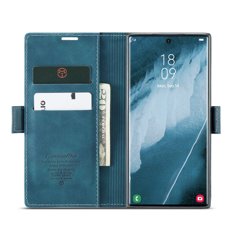 For Samsung Galaxy S23 Ultra 5G CaseMe 013 Multifunctional Horizontal Flip Leather Phone Case(Blue)