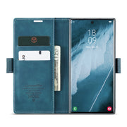 For Samsung Galaxy S23 Ultra 5G CaseMe 013 Multifunctional Horizontal Flip Leather Phone Case(Blue)