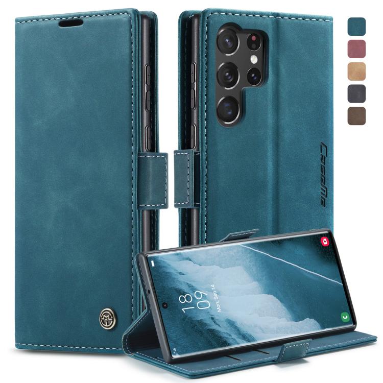 For Samsung Galaxy S23 Ultra 5G CaseMe 013 Multifunctional Horizontal Flip Leather Phone Case(Blue)
