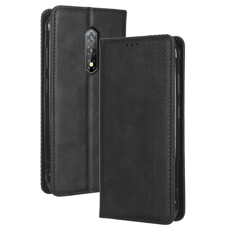 For Blackview BV5200 Magnetic Buckle Retro Texture Leather Phone Case(Black)